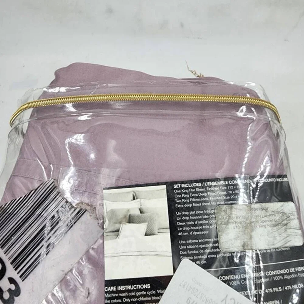 Lauren Ralph Lauren Spencer Solid Sateen 4 pcs Sheet Set King Deep Lavender